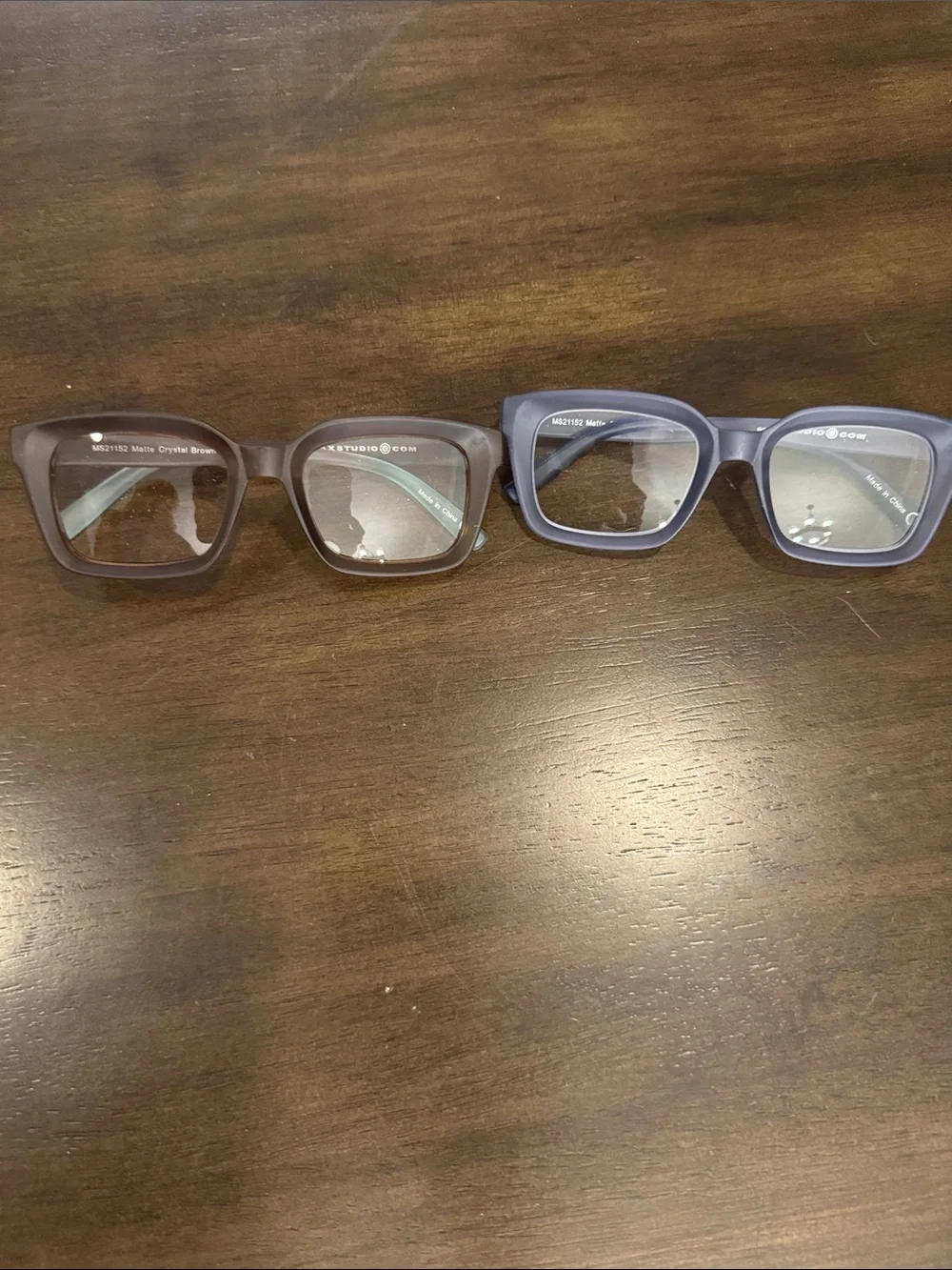 Two Matte Rectangular Eyeglass Frames - Brown & Blue 3.0